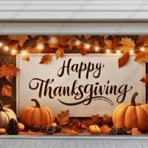 Thanksgiving Festive Garage Door Cover, 16X8FT